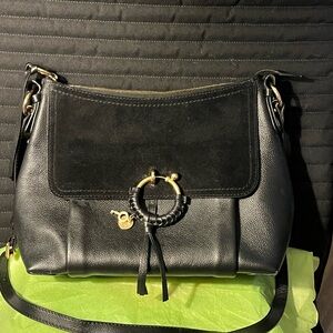 See By Chloe Black and Gold Structured Shoulder Bag